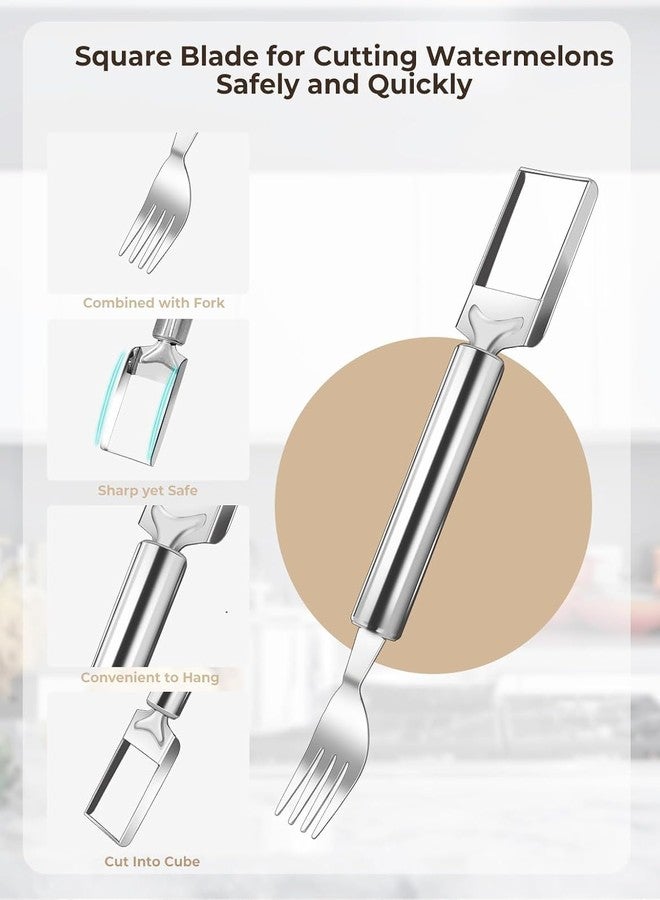 Riviox Watermelon Slicer & Fork Combo - Stainless Steel 2-in-1 Tool for Cutting, Carving, and Serving Fresh Fruit at Home, Parties, and Campsites - Image 2